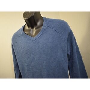 Lucky Brand V Neck Pullover Sweater Blue Long Sleeve Casual Mens Size Large